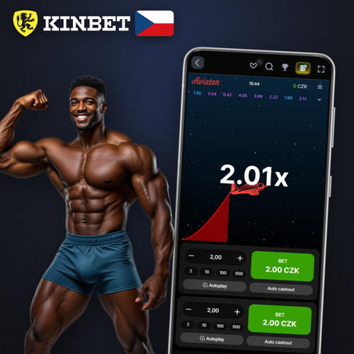 Aviator demo v Kinbet Casino – letadlo stoupá po křivce multiplikátoru
