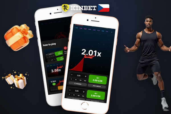Herní panel Aviator Kinbet Casino se dvěma aktivními sázkami a nastavením auto-cashout