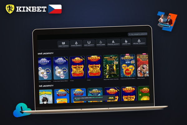 Kinbet Casino desktop verze zobrazená na celou obrazovku monitoru s herní lobby