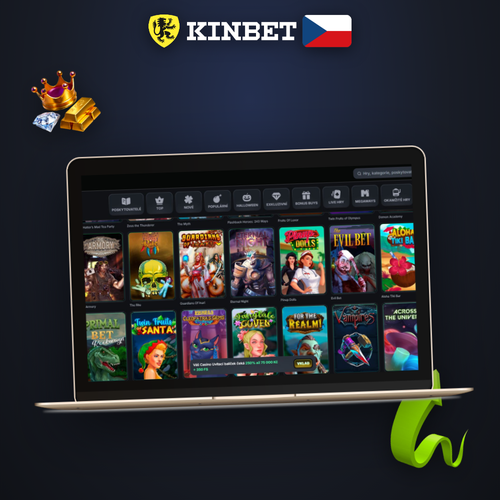 Kinbet Casino desktop verze spuštěná na notebooku a stolním monitoru pro PC