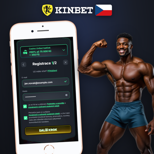 Kinbet Casino registrace – přihlašovací formulář s polem pro e-mail a heslo