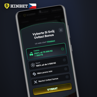 Uvítací bonus Kinbet Casino po registraci – ikona dárkové krabičky s mincemi