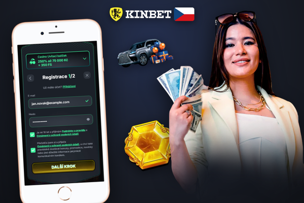 Kinbet Casino vytvoření účtu – formulář s výběrem měny CZK a polem pro heslo